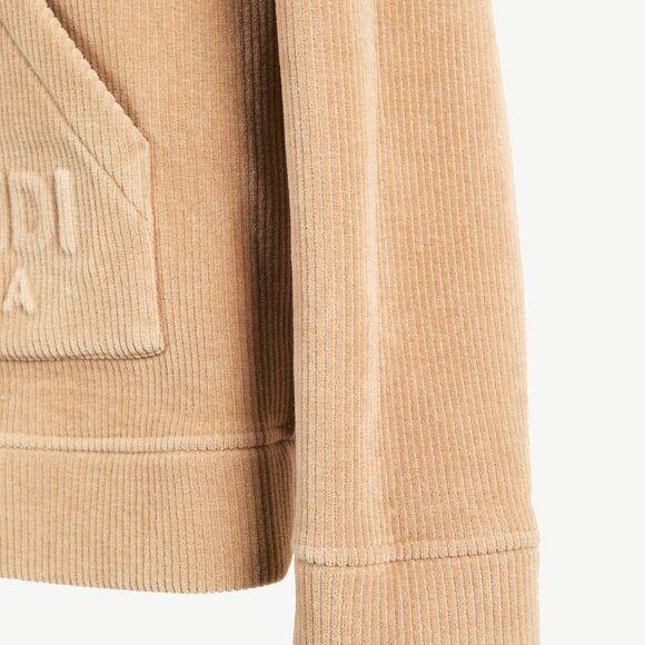 Fendi Tan Corduroy Logo-Embossed Zip Hooded Jacket - Picture 8 of 16